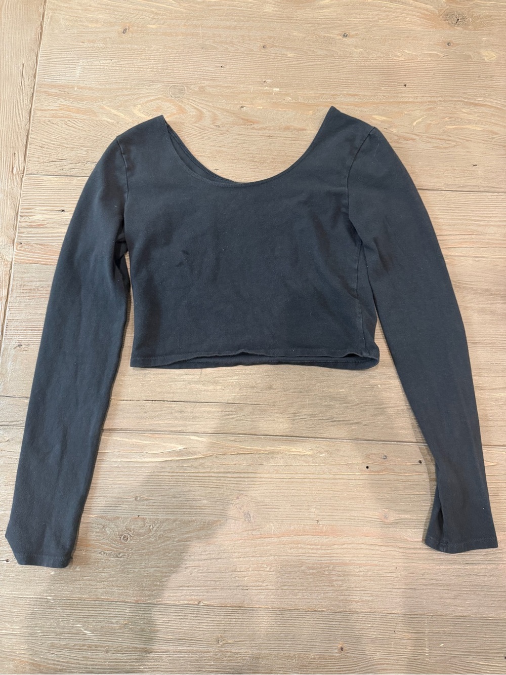 Brandy Melville Black Long Sleeve Scoop Crop Top